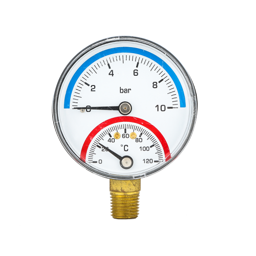 Buena calidad vendedora caliente 53 mm 2 en 1 medidor de presión del termomanómetro de calefacción de caldera bimetálica